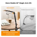 K&F CONCEPT 22" Magic Arm Clamp Kit, Overhead Desk Camera Mount, Long Articulating Friction Boom Arm for Phone, Action Camera, LED Light, Microphone - Image 8