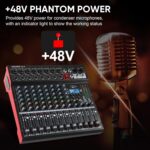 8 Channel Mixer, Professional Audio Mixing Console Studio DJ Board with Bluetooth, 99 DSP Effect,USB Recording, 48V Phantom Power, Reverb, MP3 Player for Live Sound Karaoke Performance - Image 8