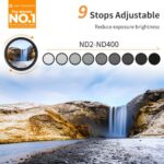 K&F CONCEPT 67mm Variable ND2-ND400 ND Lens Filter (1-9 Stops) for Camera Lens Adjustable Neutral Density Filter with Microfiber Cleaning Cloth (B-Series) - Image 3