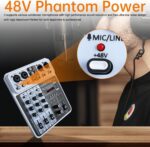 Professional 4-Channel DJ Audio Mixer, Bluetooth Sound Board with USB MP3 Input & 48V Phantom Power for Karaoke, Podcasting, Live Streaming & Home Recording, Fathers Day Dad Gifts for Husband Men - Image 6