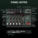 6 channel professional portable mixer, 320 DSP effects + 48V phantom power, Bluetooth sound card + 7-Band Eq Output, for PC recording, karaoke studio effects, and streaming playback - Image 3