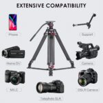 miliboo Heavy Duty Tripod Professional Video Tripod Fluid Head Tripod with Adjustable Damping, Photography Tripod for Large Equipment, Load 33 lbs, Included Ground Spreader, Aluminum MTT609A - Image 7