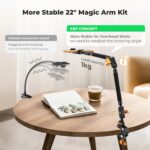 K&F CONCEPT 22" Magic Arm Clamp Kit, Overhead Desk Camera Mount, Long Articulating Friction Boom Arm for Phone, Action Camera, LED Light, Microphone - Image 3
