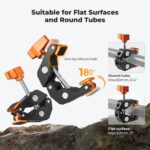 K&F CONCEPT 22" Magic Arm Clamp Kit, Overhead Desk Camera Mount, Long Articulating Friction Boom Arm for Phone, Action Camera, LED Light, Microphone - Image 6