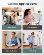 Sensyne 60" Phone Tripod - Selfie Stick, Lightweight All in One Phone Tripod Integrated with Wireless Remote Compatible with All Cell Phones for Selfie/Video Recording/Photo/Live Stream/Vlog（Black） - Image 3