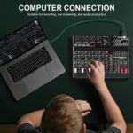 6 channel professional portable mixer, 320 DSP effects + 48V phantom power, Bluetooth sound card + 7-Band Eq Output, for PC recording, karaoke studio effects, and streaming playback - Image 4
