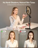Desk Ring Light with Stand - 10.5'' Desktop Ring Light with Phone Holder for Video Recording, Circle Light for Computer Zoom Meeting Video Conference Lighting Video Calls Podcast Streaming - Image 3