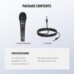 NEEWER NW-040 Cardioid Dynamic Microphone with XLR Cable, Rigid Metal Housing, Unidirectional Pickup Mic for Musical Instruments Voice Public Speech Podcast Singing PC Gaming Streaming Studio, Black - Image 9