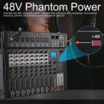 8 Channel Audio Mixer with Bluetooth, Professional DJ Mixer Board with 48V Phantom Power, USB Audio Interface & MP3 Player, Sound Mixing Console for Podcast Music Stage Live Streaming & Recording - Image 7