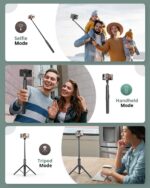 Sensyne 60" Phone Tripod - Selfie Stick, Lightweight All in One Phone Tripod Integrated with Wireless Remote Compatible with All Cell Phones for Selfie/Video Recording/Photo/Live Stream/Vlog（Black） - Image 5