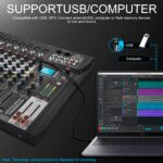 8 Channel Audio Mixer with Bluetooth, Professional DJ Mixer Board with 48V Phantom Power, USB Audio Interface & MP3 Player, Sound Mixing Console for Podcast Music Stage Live Streaming & Recording - Image 8
