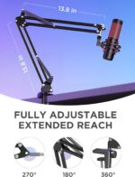 InnoGear Boom Arm Microphone Mic Stand for Blue Yeti HyperX QuadCast SoloCast Snowball Fifine Shure SM7B and Other Mic, Black - Image 4
