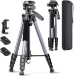 CAMBOFOTO 74″ Aluminum Camera Tripod – Heavy‐Duty Professional Tripod Stand for DSLR & Mirrorless Cameras, Smartphones & GoPro – Lightweight Travel Tripod with 360° Pan Head & Phone Mount - Image 2