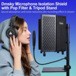Dmsky Microphone Isolation Shield with Pop Filter & Tripod Stand, Foldable Mic Shield with Triple Sound Insulation, High Density Mic Sound Shield for Recording Studio, Podcasts, Singing, Broadcasting - Image 9