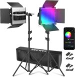 NEEWER Upgraded 660 PRO II RGB LED Video Light with App Control & Tripod Stand Kit, 2 Pack 50W/1% Min Dimming/CRI97+/3200-5600K for Game Streaming YouTube Studio, Bluetooth - Image 2