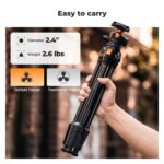 K&F CONCEPT 63" Aluminum Travel Tripod for Camera w Phone Holder, Non-Reversible Lightweight Compact Tripod Weighs 2.6lb, Max Load 22lb for Camera DSLR Mirrorless Spotting Scope Camcorders Phone - Image 3