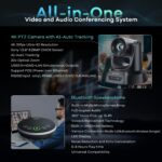 TONGVEO 4K AI Auto Tracking PTZ Conference Camera System with Bluetooth Speakerphone & Microphone, 20X Optical Zoom, USB3.0 HDMI LAN PoE Power Camera for Church Worship, Meetings, Streaming - Image 4