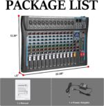 12 Channel Audio Interfacer Sound Board Mixer DJ Mixer 16-Bit DSP Effect USB Audio Mixer +48V Phantom Power Bluetooth Mixer for Karaoke Studio Streaming Recording,Live Streaming - Image 10