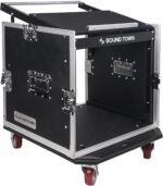 Sound Town Enhanced 1/2" (12mm) Plywood 10U PA DJ Pro Audio Rack/Road ATA Case with 11U Slant Mixer Top, 20’’ Rackable Depth and Casters, 10 Space Size, Pro Tour Grade (STMR-10UW) - Image 2