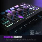 FIFINE Gaming Audio Mixer, Streaming RGB PC Mixer with XLR Microphone Interface, Individual Control, Volume Fader, Mute Button, 48V Phantom Power, for Podcast/Recording/Vocal/Game Voice-AmpliGame SC3 - Image 4