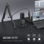 FIFINE Studio Condenser USB Microphone Computer PC Microphone Kit with Adjustable Boom Arm Stand Shock Mount for Instruments Voice Overs Recording Podcasting YouTube Vocal Gaming Streaming-T669 - Image 6