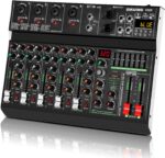 6 channel professional portable mixer, 320 DSP effects + 48V phantom power, Bluetooth sound card + 7-Band Eq Output, for PC recording, karaoke studio effects, and streaming playback - Image 2