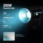 NEEWER CB200C 200W RGBWW COB LED Video Light, APP/2.4G 360° Color 2500K-7500K (Duv±0.0003) 23000lux/m Bowens Metal Shell Silent Continuous Output Lighting TLCI/CRI97+ for Photography Video Recording - Image 4