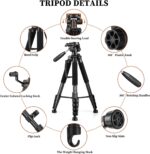 JOILCAN Tripod Camera Tripods, 74" Tripod for Camera Phone Video Recording, Heavy Duty Cameras Tripod Stand, Professional Travel DSLR Tripods Compatible with Canon iPhone, Max Load 15 LB - Image 8