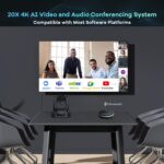 TONGVEO 4K AI Auto Tracking PTZ Conference Camera System with Bluetooth Speakerphone & Microphone, 20X Optical Zoom, USB3.0 HDMI LAN PoE Power Camera for Church Worship, Meetings, Streaming - Image 7