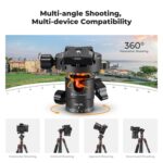 K&F Concept 60 inch Carbon Fiber Camera Tripod,Super Lightweight Compact Travel Tripod with 360 Degree Ball Head,Quick Release Plate,Detachable Monopod 8KG Load Capacity for SLR DSLR C225C0 (BA225) - Image 7