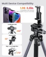 CAMBOFOTO 74″ Aluminum Camera Tripod – Heavy‐Duty Professional Tripod Stand for DSLR & Mirrorless Cameras, Smartphones & GoPro – Lightweight Travel Tripod with 360° Pan Head & Phone Mount - Image 6