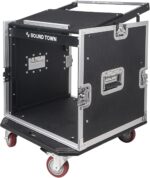 Sound Town Enhanced 1/2" (12mm) Plywood 10U PA DJ Pro Audio Rack/Road ATA Case with 11U Slant Mixer Top, 20’’ Rackable Depth and Casters, 10 Space Size, Pro Tour Grade (STMR-10UW) - Image 5