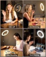 Desk Ring Light with Stand - 10.5'' Desktop Ring Light with Phone Holder for Video Recording, Circle Light for Computer Zoom Meeting Video Conference Lighting Video Calls Podcast Streaming - Image 8