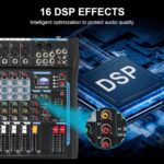12 Channel Audio Interfacer Sound Board Mixer DJ Mixer 16-Bit DSP Effect USB Audio Mixer +48V Phantom Power Bluetooth Mixer for Karaoke Studio Streaming Recording,Live Streaming - Image 8