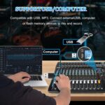 12 Channel Audio Interfacer Sound Board Mixer DJ Mixer 16-Bit DSP Effect USB Audio Mixer +48V Phantom Power Bluetooth Mixer for Karaoke Studio Streaming Recording,Live Streaming - Image 5