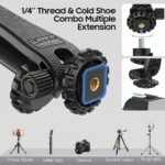 Zeadio Universal Phone Tripod Mount, Cell Phone Holder Clamp with Dual Rotatable Cold Shoe, 360° Rotation & 180° Tilt for Camera Hot Shoe, Vlogging, Video Recording - Image 4