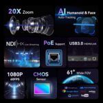 Tenveo PTZ Camera Bundle/Kits - 20X NDI AI Auto-Tracking PTZ Camera(3pcs) with HDMI/USB3.0/LAN(PoE), NDI PTZ Joystick Controller and 4K HDMI + SDI Video Switcher Mixer for Large Performance Streaming - Image 3