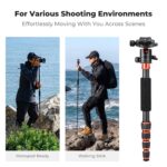 K&F Concept 60 inch Carbon Fiber Camera Tripod,Super Lightweight Compact Travel Tripod with 360 Degree Ball Head,Quick Release Plate,Detachable Monopod 8KG Load Capacity for SLR DSLR C225C0 (BA225) - Image 5