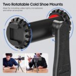 Zeadio Universal Phone Tripod Mount, Cell Phone Holder Clamp with Dual Rotatable Cold Shoe, 360° Rotation & 180° Tilt for Camera Hot Shoe, Vlogging, Video Recording - Image 5