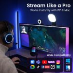 Webcam Streaming Kit with USB RGB Microphone & LED Light – 1080P 30FPS Streaming Camera Bundle for Twitch, YouTube, Podcasting, WFH – PC & Mac Compatible (Not for PS5 Alone) - Image 4