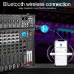 8 Channel Audio Mixer with Bluetooth, Professional DJ Mixer Board with 48V Phantom Power, USB Audio Interface & MP3 Player, Sound Mixing Console for Podcast Music Stage Live Streaming & Recording - Image 3