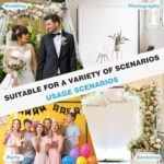 Pipe and Drape Backdrop Stand, 8x10ft Heavy Duty Backdrop Stand with Metal Base, Adjustable Height & Width, Black Background Holder for Wedding Photography Birthday Party Baby Shower Decor - Image 5
