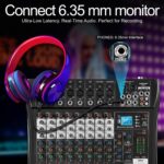 8 Channel Audio Mixer with Bluetooth, Professional DJ Mixer Board with 48V Phantom Power, USB Audio Interface & MP3 Player, Sound Mixing Console for Podcast Music Stage Live Streaming & Recording - Image 9