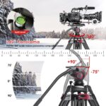 miliboo Heavy Duty Tripod Professional Video Tripod Fluid Head Tripod with Adjustable Damping, Photography Tripod for Large Equipment, Load 33 lbs, Included Ground Spreader, Aluminum MTT609A - Image 5