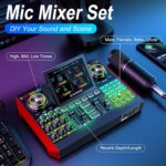 Podcast Microphone Bundle with Live Sound Card Audio Mixer, Podcast Equipment Bundle with 3.5mm BM800 Microphone for Pc/Youtube Live Streaming Singing Gaming, Sound Board with Voice Changer, Denoise - Image 3