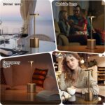 2Pack Cordless Table Lamp, Rechargeable LED Battery 5000mAh Metal USB Portable Powered Desk Lamp, 3 Levels Brightness Light for Restaurants Outdoor (2pack 10.25in Titanium) - Image 4