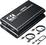 4K HDMI Capture Card for Streaming, 1080P 60FPS USB 3.0/Type-C Game Video Capture Card with 4K HDMI Loop-Out, Includes 2pcs HDMI Cables & USB Cable, Works for PS5/PS4/Switch/Xbox/PC/Camera/OBS (Black) - Image 2