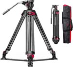 miliboo Heavy Duty Tripod Professional Video Tripod Fluid Head Tripod with Adjustable Damping, Photography Tripod for Large Equipment, Load 33 lbs, Included Ground Spreader, Aluminum MTT609A - Image 2
